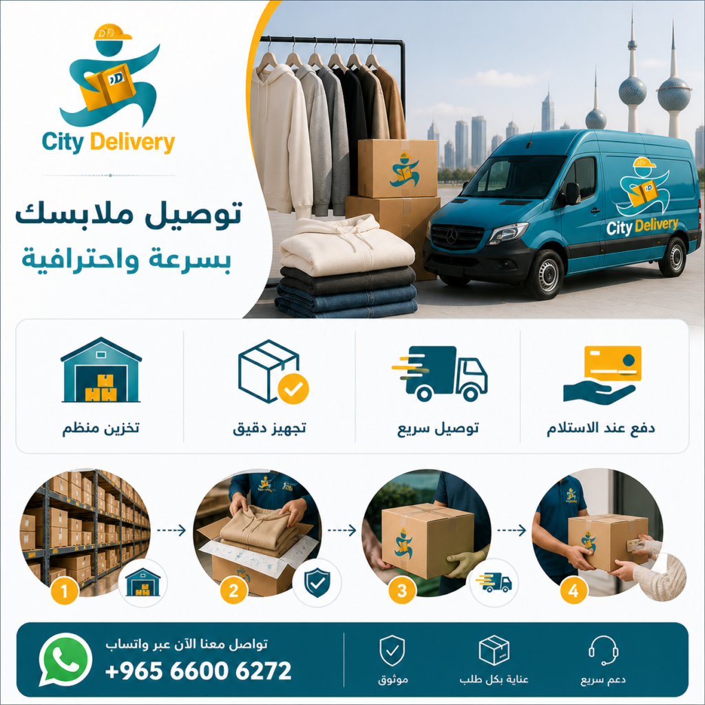 توصيل الملابس في الكويت تخزين وشحن الملابس خدمة لوجستية للمتاجر الالكترونية توصيل سريع الكويت